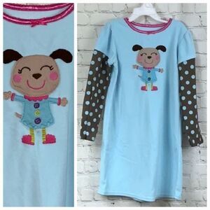 Carter’s Nightgown Girls Blue Fleece Dog Brown Polka Dot Medium 6/6X PJ Gown